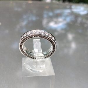 Silver tone and cubic zirconia anniversary band
